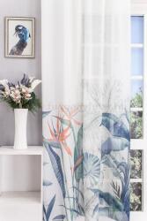 FüggönyFutár Webáruház Hedda - Zöld-narancs színű, dzsungel mintás tetra sablet függöny, ólom zsinóros , egyedi méretre, készre varrjuk