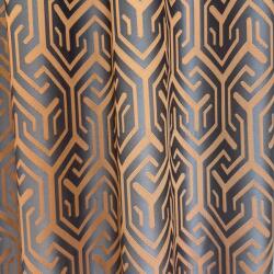 FüggönyFutár Webáruház Lucas - Rozsdabarna-szürke színű, geometrikus mintás, szaténfényű jacquard dekorfüggöny, egyedi méretre, készre varrjuk