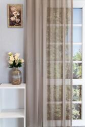 FüggönyFutár Webáruház Lille - Magasfényű organza bronz színű fényáteresztő függöny, ólomzsinóros, egyedi méretre, készre varrjuk