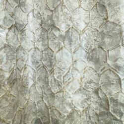 FüggönyFutár Webáruház Zenox - Bézs-arany-ezüst hatszög mintás fémszálakkal átszőtt jaquard dekor függöny, egyedi méretre, készre varrjuk