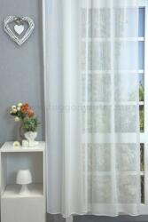 FüggönyFutár Webáruház Lora - Fehér színű rusztikus felületű, apró rácsmintás jacquard függöny, egyedi méretre, készre varrjuk