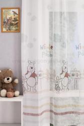 FüggönyFutár Webáruház Micimackós gyerekszobai fényáteresztő függöny, egyedi méretre, készre varrjuk