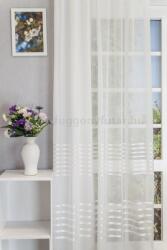FüggönyFutár Webáruház SISSY-01-140x245-K Fehér csíkos voile készfüggöny, ólomzsinóros, egyedi méretre, készre varrjuk
