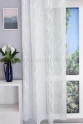 FüggönyFutár Webáruház Emma - Tört fehér, tetra sablet függöny, függőlegesen hullámzó, fényes fehér színű, nyírt mintával, ólomzsinórral, egyedi méretre, készre varrjuk