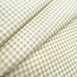 FüggönyFutár Webáruház Drapp színű kiskockás, vízlepergető vászon dekor anyag, egyedi méretű asztalterítő, egyedi méretre, készre varrjuk