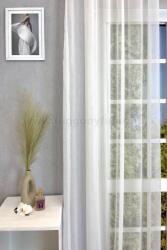 FüggönyFutár Webáruház Fehér színű, csillogó szálbeszövéses sablé függöny, egyedi méretre, készre varrjuk