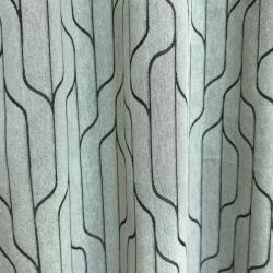 FüggönyFutár Webáruház Erté - Fekete-szürke geometrikus mintájú jacquard szövött vászon dekorfüggöny, egyedi méretre, készre varrjuk