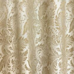 FüggönyFutár Webáruház Ronia - Bézs-barna színű jaquard szövött barokk mintás szatén dekorfüggöny, egyedi méretre, készre varrjuk