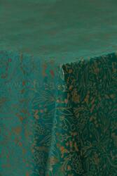 FüggönyFutár Webáruház Eldan - Zöld-arany színű nyomott mintás karácsonyi abrosz és dekor anyag, egyedi méretre, készre varrjuk