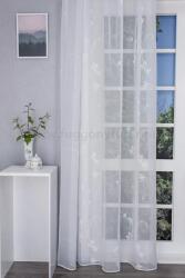 FüggönyFutár Webáruház Cintia - Nyomott fehér virágmintás voile készfüggöny, 140x245 cm, egyedi méretre, készre varrjuk