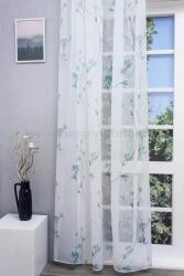 FüggönyFutár Webáruház Cintia - Nyomott türkiz virágmintás voile függöny, egyedi méretre, készre varrjuk