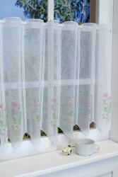 FüggönyFutár Webáruház Rózsaszín virágmintás batiszt vitrázs függöny, egyedi méretre, készre varrjuk