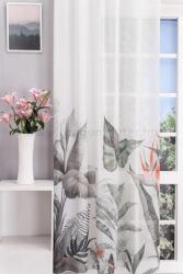 FüggönyFutár Webáruház Hedda - Kekiszürke-narancs színű, dzsungel mintás tetra sablet függöny, ólom zsinóros , egyedi méretre, készre varrjuk