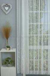 FüggönyFutár Webáruház Litera - Fehér csillogó szállal hímzett bordűrös tüll függöny, egyedi méretre, készre varrjuk