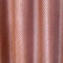 FüggönyFutár Webáruház Miron - Rózsaszín geometrikus mintás bársony sötétítő függöny, egyedi méretre, készre varrjuk