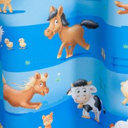 FüggönyFutár Webáruház Farm - Kék alapon Állatfigurás gyerekszobai dimout sötétítő függöny, egyedi méretre, készre varrjuk