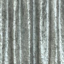 FüggönyFutár Webáruház Zenox - Bézs alapon ezüst hatszög mintás ezüst fémszálakkal átszőtt jaquard dekor függöny, egyedi méretre, készre varrjuk