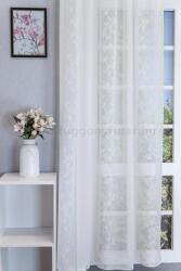 FüggönyFutár Webáruház Selma - tört fehér színű, halvány rózsaszín, leveles- indás, leveles, hímzett, nyírt sablet függöny, ólomzsinóros , egyedi méretre, készre varrjuk