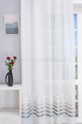 FüggönyFutár Webáruház JASMIN/01/140x245-K Bordűrös, ezüst, szürke csíkos, fehér sablet készfüggöny 140x245 cm, ólomzsinórral, egyedi méretre, készre varrjuk