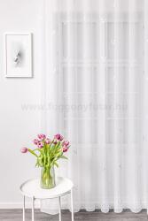 FüggönyFutár Webáruház Baccara - fehér színű, pamutvászon hatású fényáteresztő batiszt függöny, levél mintával, egyedi méretre, készre varrjuk