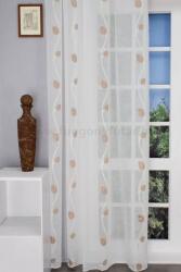 FüggönyFutár Webáruház Bristol - Tört fehér alapon krém színű indás-leveles gyűrt voile függöny, egyedi méretre, készre varrjuk