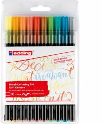 edding Set markere brush pen Edding 1340, 10 culori pastelate, varf flexibil, cerneala pe baza de apa (ED1340102)