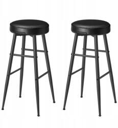 Songmics Magas, fekete bárszék szett, 2 db-os, acél és műbőr bárszékek, Loft stílus (LBC090B01)