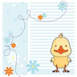 agmART Fotótapéta gyerekeknek Kacsák Virágok Csíkok Égszínkék (Fototapety agmART)