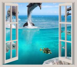 agmART Fotótapéta 3D Ablak kilátás óceán delfinek víz tenger (agmart001)