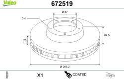 VALEO Disc frana VALEO COATED 672519 (672519)