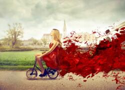 agmART Fotótapéta Nő A Kerékpáron Vintage Természet (Fototapety agmART)