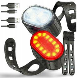 Monpax Kerékpár Lámpa Első Hátsó Led Lámpa Kerékpár Kormány Erős Usb (LAMPKA ROWEROWA PRZEDNIA TYLNA)