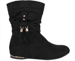  Rejtett Velúrbőr Bakancs Fekete Női Velúr Bakancs 39-ES (M302)