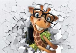  Fotótapéta Fliz állatok lyuk ablak állatkert 400x280 (FOTOTAPETA tapety do salonu sypialni 3D)