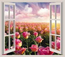 agmART Fotótapéta 3D Ablak kilátás virágok rózsák ég tisztás (agmart001)