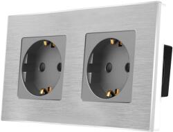 Luxion Priza Dubla LUXION cu rama din aluminiu SmartElectro IntelligentHouse (LX-2MP010A-GY)