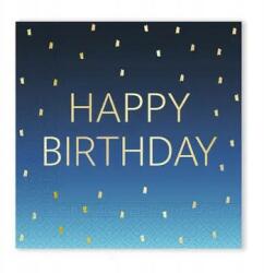 Procos Happy Birthday Golden Blue szalvéta 20 db-os 33x33 cm Fsc