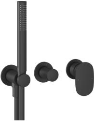 RAVAK Spring 2-utas falba süllyesztett csaptelep testtel, zuhanyszettel, matt fekete SG 065.20BLM. O2. +S - csempebolt