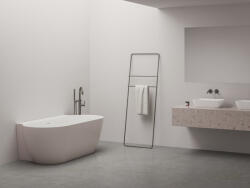 RAVAK Freedom Wall II Tec 170x87, akrilkád, Alabaster Pink/fehér, fehér/fekete/króm lefolyó - csempebolt