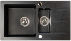 Marmorin Isao 1 medencés, szögletes mosogató gyümölcsmosóval és csepegtetővel - Fekete színben (470513002) (470513002) - csempebolt