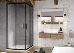 RAVAK Blix Slim BLSRV2 80x80 zuhanykabin fekete+transparent - csempebolt