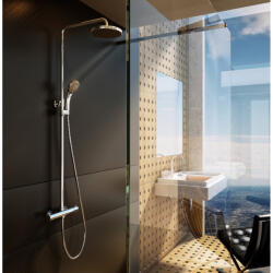 RAVAK Zuhanyoszlop termosztátos csapteleppel, állítható fej- és kézizuhannyal TE 091.00CR, króm - csempebolt