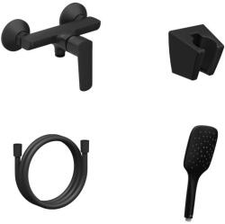 RAVAK Life fali zuhanycsaptelep szettel, matt fekete LF 032.20BL+S - csempebolt