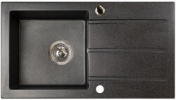 Marmorin Isao szögletes gránit mosogató csepegtetővel - Fekete színben (470113002) (470113002)