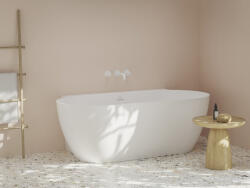 RAVAK Freedom Wall II Tec 170x87, akrilkád, matt fehér/fehér, fehér/fekete/króm lefolyó - csempebolt