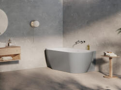  Freedom Corner II Tec 175x86 bal, akrilkád, Smoke Grey/fehér, fehér/fekete/króm lefolyó