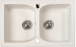 Marmorin Lukka szögletes gránit mosogató 2 medencés - Fehér színben (140203006) (140203006) - csempebolt