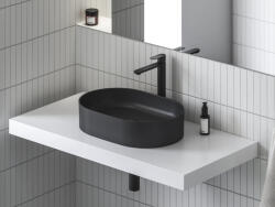 RAVAK Chrome II mosdócsaptelep BeCool 300 mm lefolyó nélkül CR II 015.21BL, fekete - csempebolt