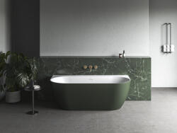 RAVAK Freedom Wall Tec 170x87, akrilkád, Grey Green/fehér, fehér/fekete/króm lefolyó - csempebolt