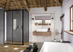 RAVAK Blix Slim BLSPS-80 fix oldalfal fekete+transparent - csempebolt